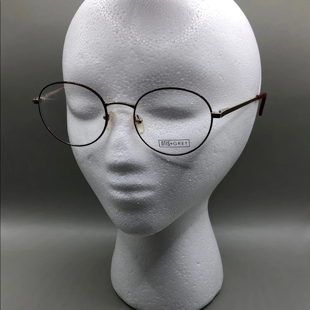 OTIS+GREY OG7016 Dark Red Gold Round Unisex Eyeglasses Demo Lens 51-20-140
